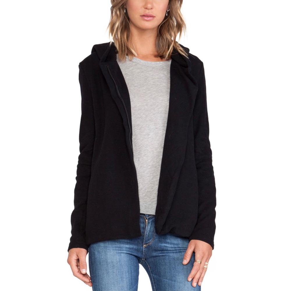 James Perse Black Hooded Zip Up Jacket